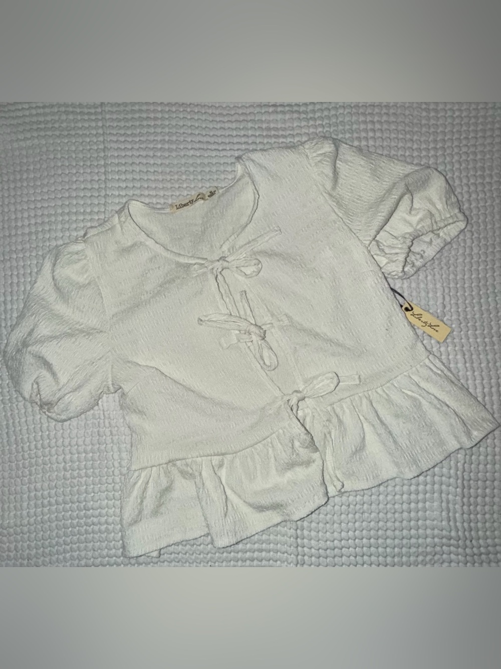 White Tie-Front Peplum Top
